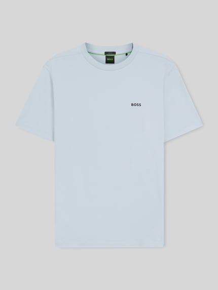 Produktfoto, Regular Fit T-Shirt aus Baumwoll-Mix Modell 'TEE' von BOSS Green, Optik: Unifarben, Label-Print, Rundhals, Kurzarm.