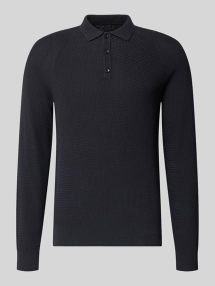 ONLY & SONS Poloshirt mit Strickstruktur Dunkelblau 1