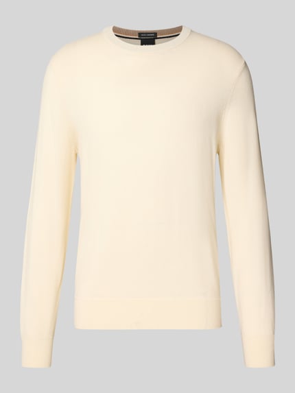 Produktfoto, Pullover aus Wolle Kaschmir Modell 'H-Frosto' von BOSS in unifarbener Optik, Feinstrick, Rundhals, lange Ärmel, gerippte Abschlüsse