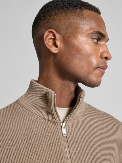 Lindbergh Relaxed fit gebreide pullover in riblook Camel - 3