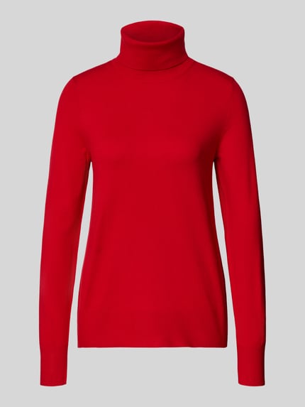 Produktfoto, Regular Fit Rollkragenpullover aus Viskose-Mix von s.Oliver RED LABEL in Optik: Unifarben, Langarm, Ärmelabschluss und Rumpfabschluss gerippt.