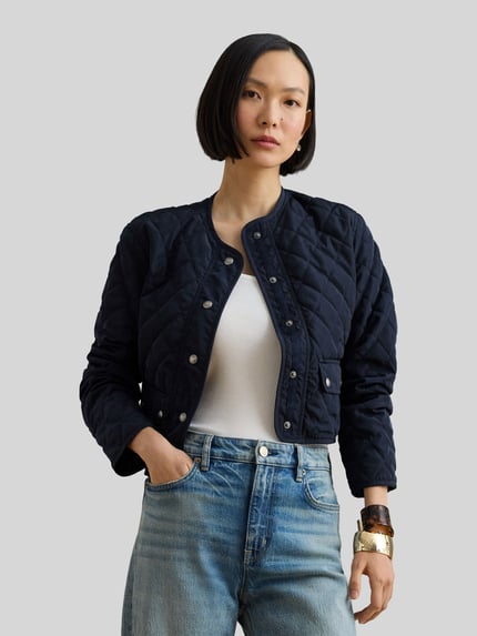Lauren Ralph Lauren Kort fit gewatteerd jack met klepzakken model 'CENWAY' Marineblauw - 4