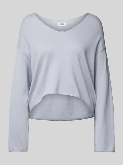 DRYKORN Cropped Strickpullover aus Baumwoll-Kaschmir-Mix Hellblau 2