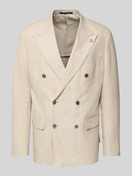 Produktfoto, Regular Fit Sakko aus Leinen mit Pattentaschen von Christian Berg Men in Creme, Zweireiher, Struktur durch Leinen, neutrale Oberfläche