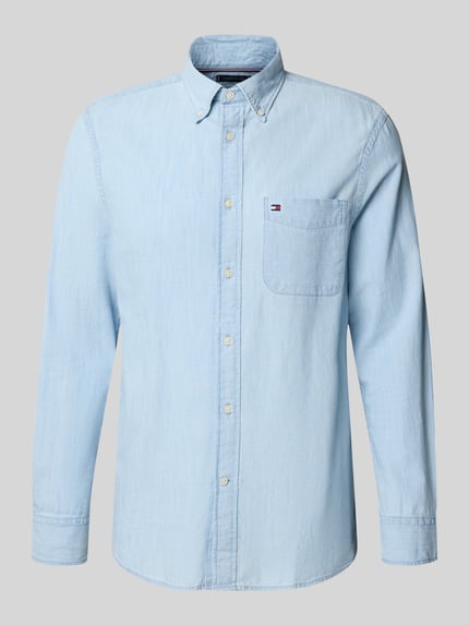 Produktfoto, Regular Fit Freizeithemd aus Chambray von Tommy Hilfiger in hellblau melierter Optik, reine Baumwolle, Frontansicht
