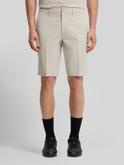BOSS Green slim fit chino short met persplooien Beige - 4