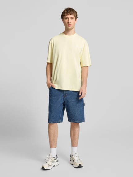 PEGADOR Oversized T-Shirt mit Label-Stitching Hellgelb 1