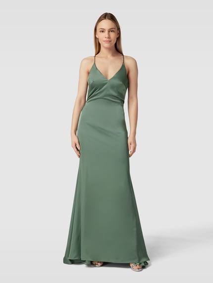 Mascara Abendkleid aus Satin mit Schnürung Gruen 1