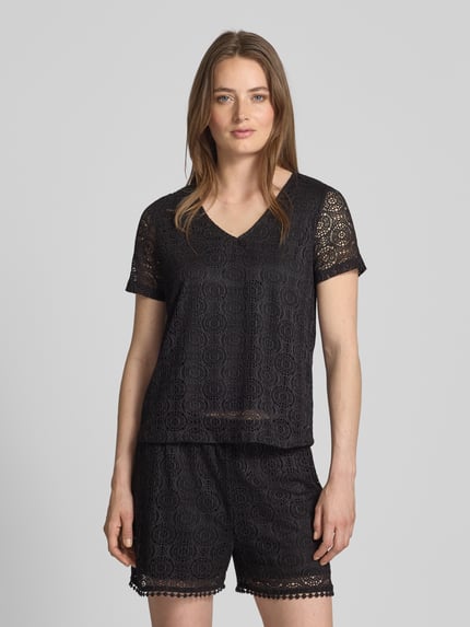 VERO MODA Regular Fit T-Shirt mit Ausbrenner-Effekt Modell 'MAYA' Black 4