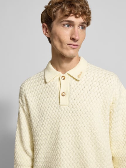 BLKVIS Strickpullover mit Polokragen Modell 'Script' Offwhite 3