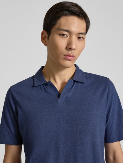 Colours & Sons Slim Fit Poloshirt aus Baumwoll-Leinen-Mix Marine 3