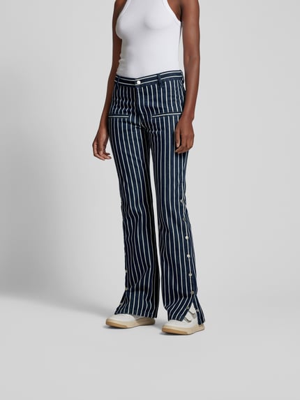 Filippa K flared fit jeans met streepmotief Jeansblauw gemêleerd - 4