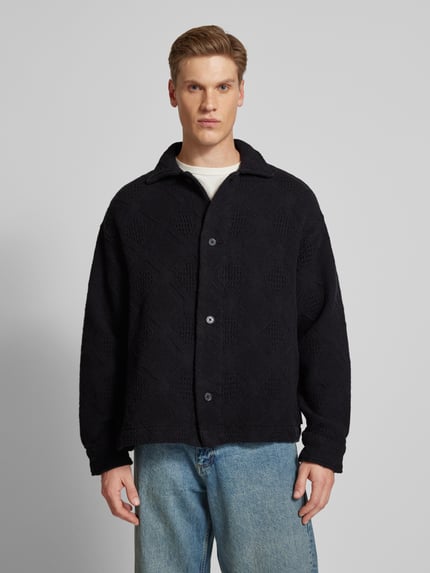 JACK & JONES Regular Fit Freizeithemd mit Strukturmuster Modell 'GREENPOINT' Black 4