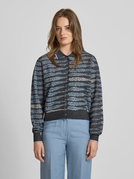Scotch & Soda Kurtka z dzianiny z mieszanki wiskozy z wykładanym kołnierzem i listwą guzikową Ciemnoniebieski 4