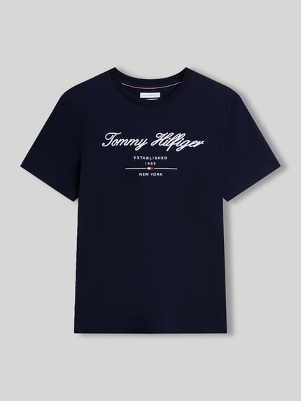 Tommy Hilfiger regular fit T-shirt van puur katoen Marineblauw - 2