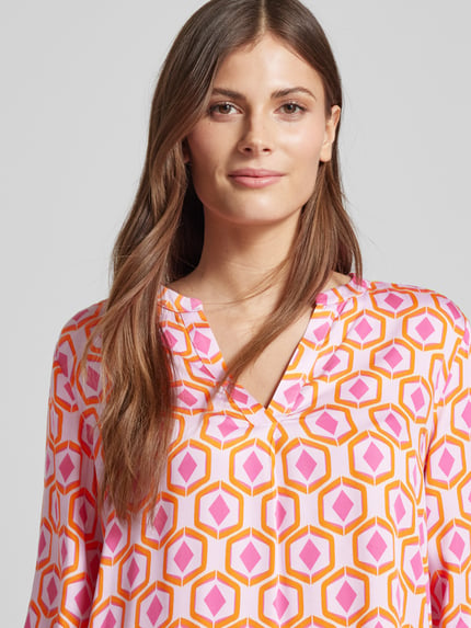 Milano Italy Regular fit blouse met tuniekkraag Lila - 3
