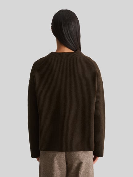 Marc O'Polo Sweter o kroju loose fit z mieszanki wełny Ciemnobrązowy 5