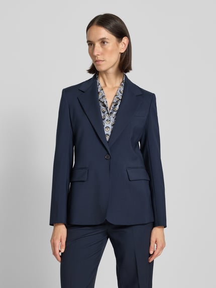 Weekend Max Mara Długi żakiet o kroju shaped fit z czystej żywej wełny model ‘LAMINE’ Granatowy 4