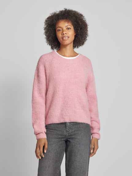 American Vintage Sweter z dzianiny o kroju regular fit z domieszką wełny z alpaki Różowawy melanż 4