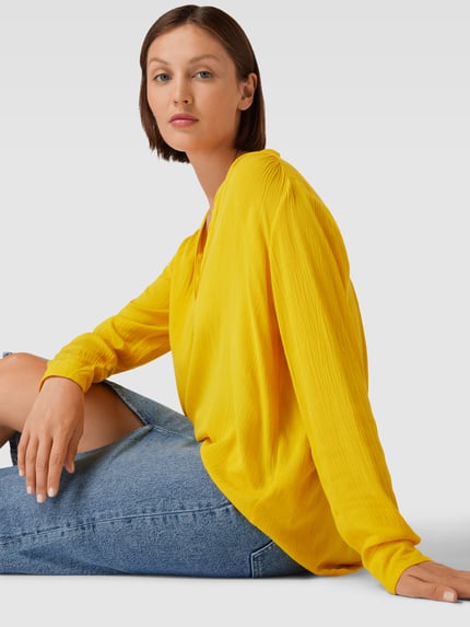Montego Blouseshirt met V-hals Mosterdgeel - 3