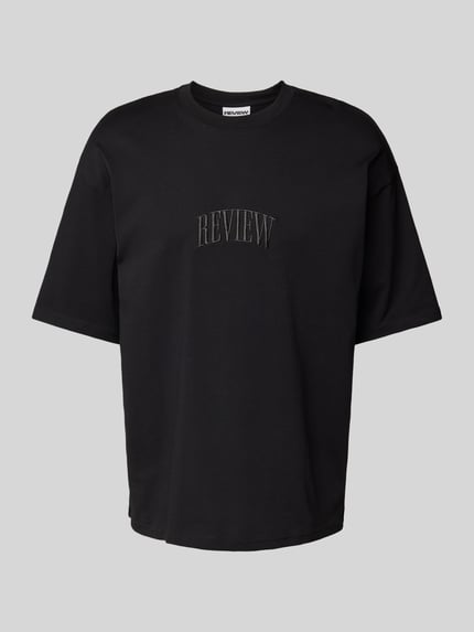REVIEW T-shirt met labelstitching Zwart - 2