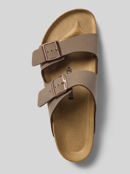 Birkenstock Klapki z naturalnej skóry z szerokim paskiem model 'ARIZONA' Ciemnobrązowy 3