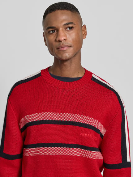 Armani Exchange Strickpullover mit gerippten Abschlüssen Rot 3