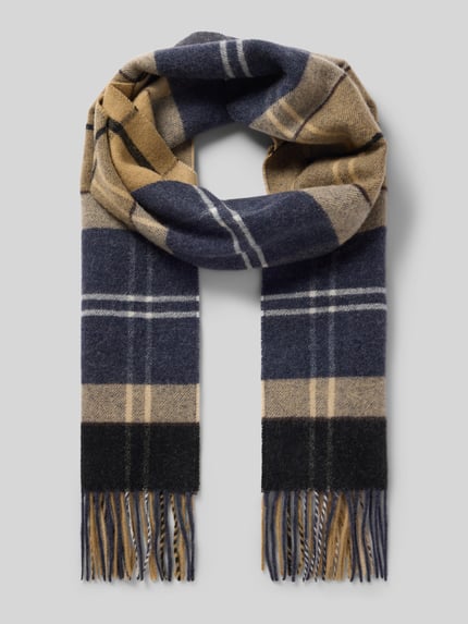 Barbour Schal aus Lammwolle mit Fransenabschluss Beige 1