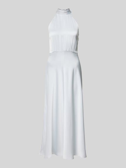 Produktfoto, Midikleid mit Stehkragen Modell 'Rheo' von Samsøe Samsøe in hellem Weiß, ärmellos, tailliert, elastischer Material-Mix, glatte Struktur.