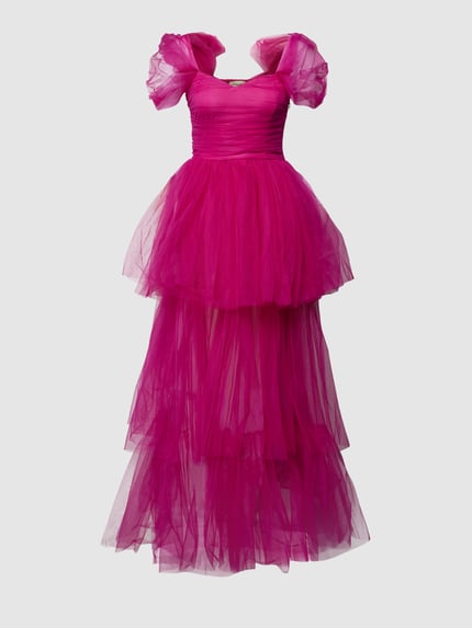 Lace & Beads Avondjurk in off shoulder-design Fuchsia - 2