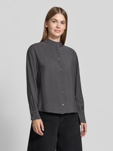 OPUS Cropped Langarmbluse mit Stehkragen Anthrazit 4