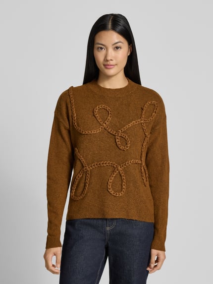 b.young Oversized Strickpullover mit gerippten Abschlüssen Modell 'Medi' Camel 4