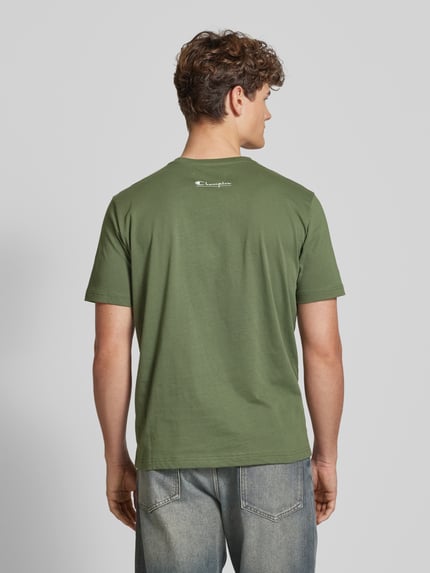 Champion T-shirt z detalami z logo Oliwkowy 5