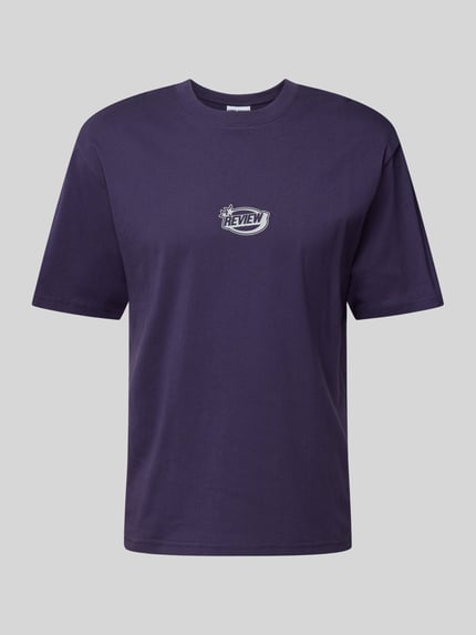REVIEW T-Shirt mit Label-Print Aubergine 2