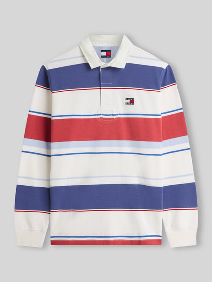 Tommy Jeans Regular Fit Rugbyshirt aus reiner Baumwolle Ecru 2