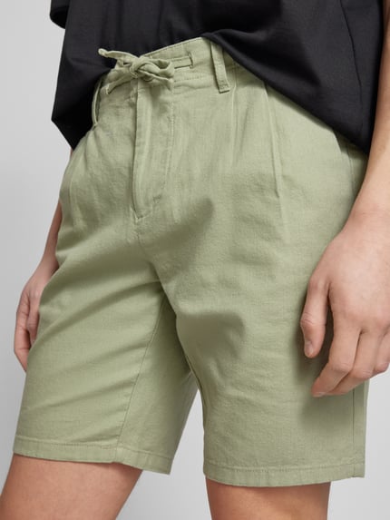 ONLY & SONS Regular Fit Shorts aus Baumwoll-Mix mit Leinen-Anteil Modell 'LARGO' Oliv 3