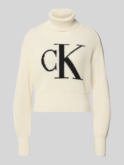Calvin Klein Jeans Strickpullover mit Rollkragen Offwhite 2