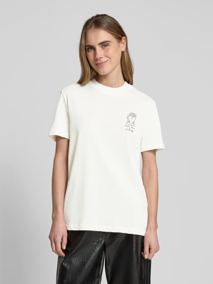 Selected T-shirt z nadrukiem z napisem model ‘RELA COLWOMAN’ Biały 4