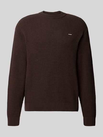 Regular Fit Strickpullover aus Baumwoll-Mix mit Label-Patch Shop The Look MANNEQUINE