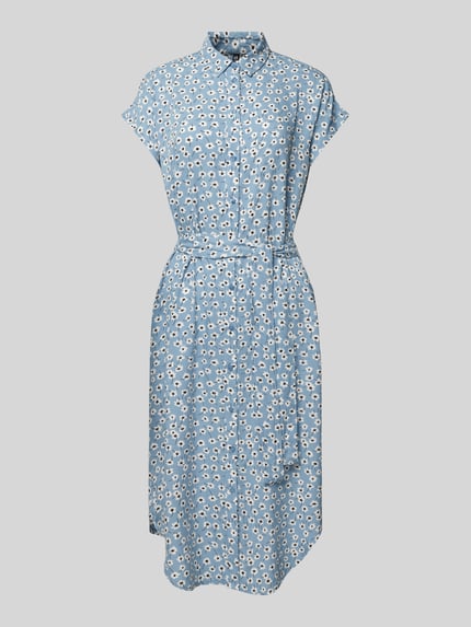 PIECES Midikleid mit Allover-Print Modell 'NYA' Bleu 2