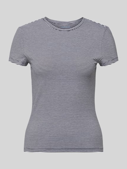 REVIEW T-shirt o kroju slim fit z mieszanki bawełny Ciemnoniebieski 2