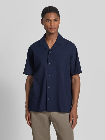 JACK & JONES Premium Modern Fit Freizeithemd mit Brusttasche Modell 'BLASHAWN' Marine 4