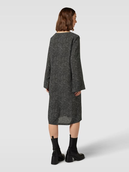 Lanius Knielange jurk met all-over motief Zwart - 5