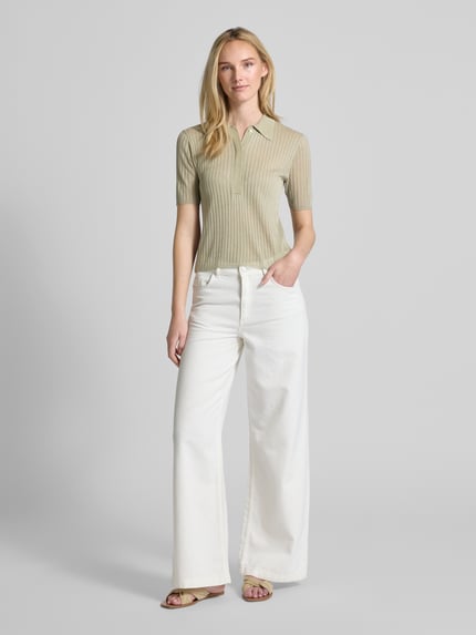 Marella Gebreid shirt met structuurmotief, model 'TORBOLE' Kaki - 1