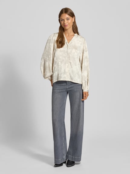 Neo Noir Blouse met ballonmouwen en serafinohals Wit - 1