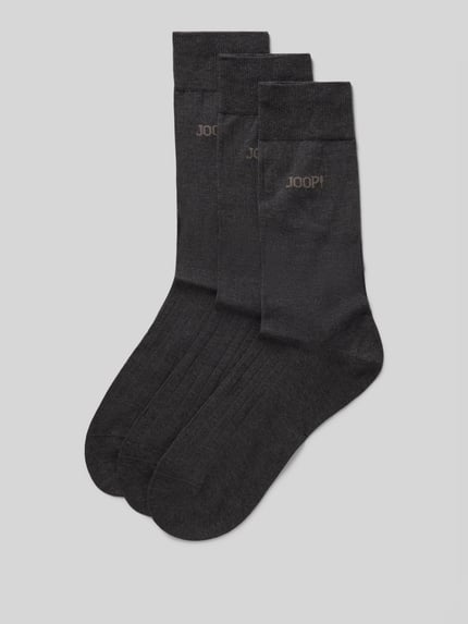 JOOP! COLLECTION Sokken met labelprint in een set van 3 paar Antraciet gemêleerd - 1