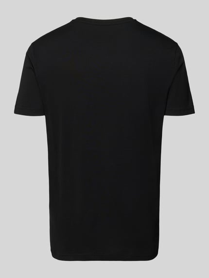 Productfoto, T-shirt uit puur katoen in set van 2 van Christian Berg Men, heren, regular fit, V-hals, effen zwart, zachte textuur