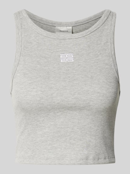 Gestuz Korte top met labelstitching, model 'drew' Lichtgrijs - 2