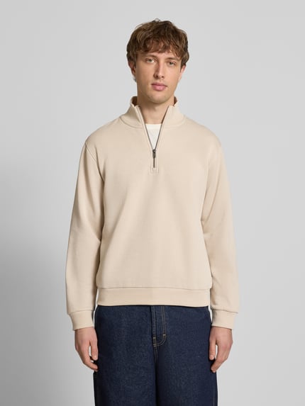 JACK & JONES Regular Fit Sweatshirt mit Troyer-Kragen Modell 'Bradley' Beige 4