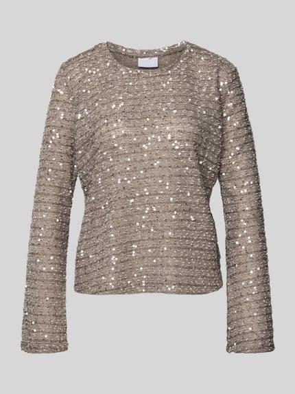 Jake*s Collection Blusenshirt mit Pailletten Mittelgrau Melange 2